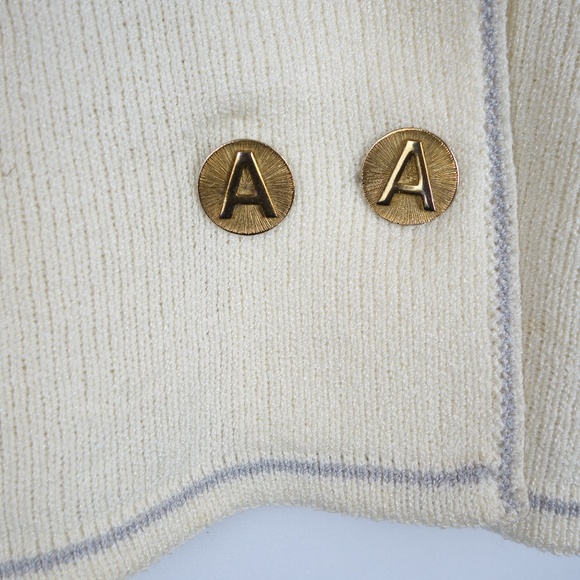 Vintage Adolfo At Saks Fifth Avenue Ivory Wool Blend Blazer Jacket, Size Medium - Picture 5 of 15